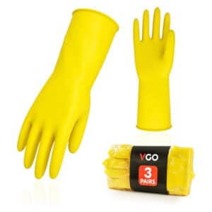Gants de ménage réutilisables en caoutchouc jaune